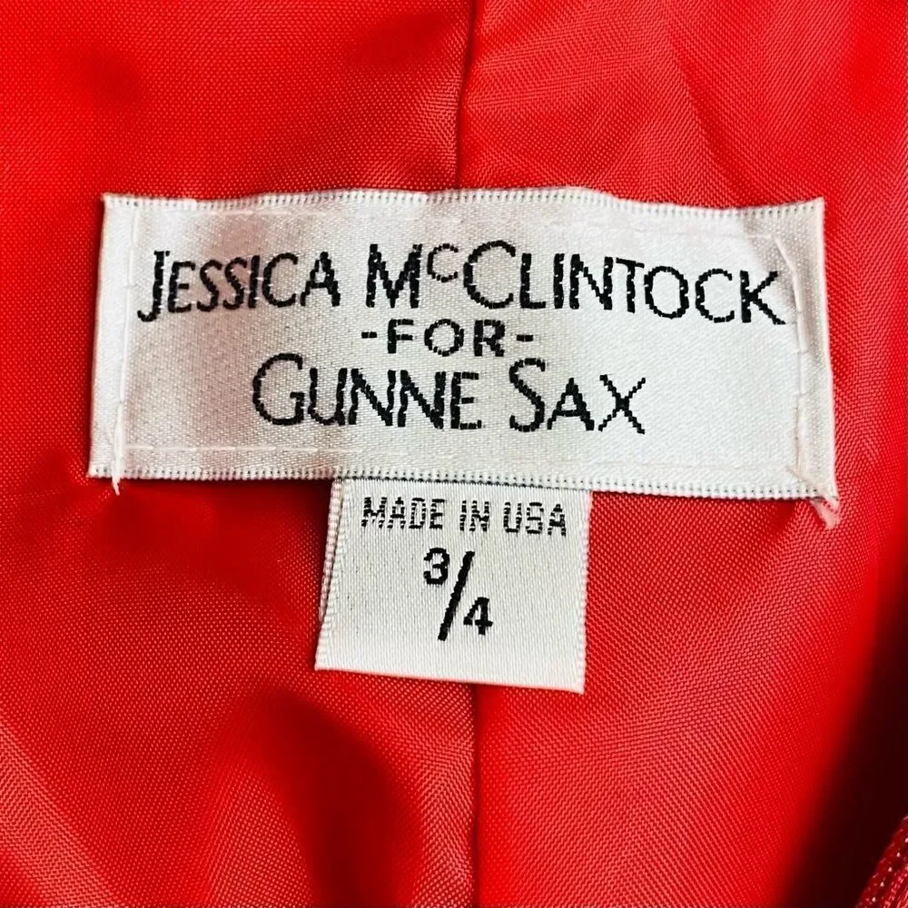 VTG 90s Gunne Sax Jessica McClintock Red Polka Dot Tulle Mini Dress